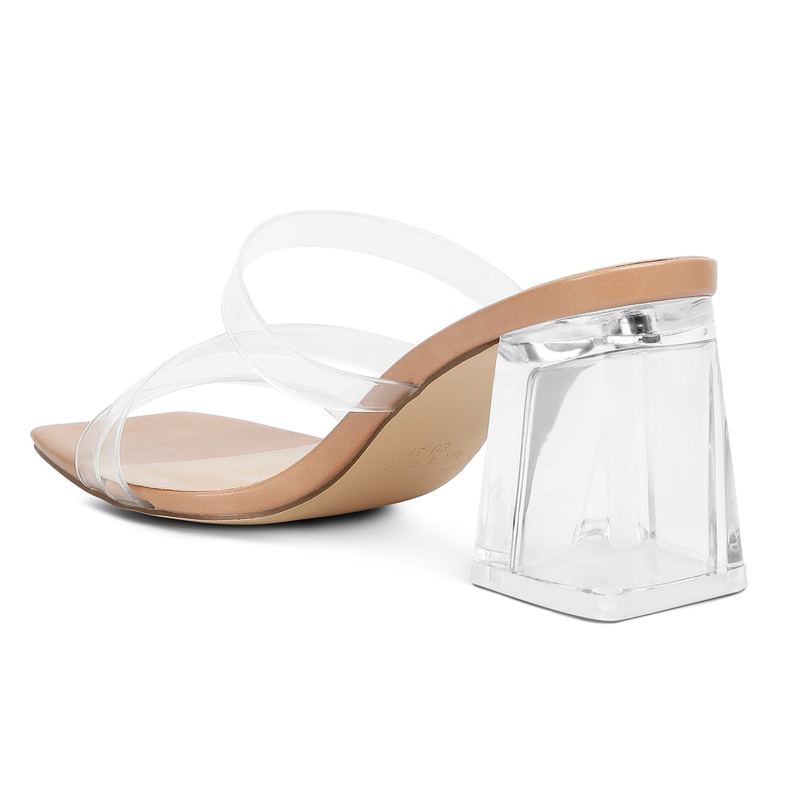 chartz multiple straps clear heel sandals#color_camel