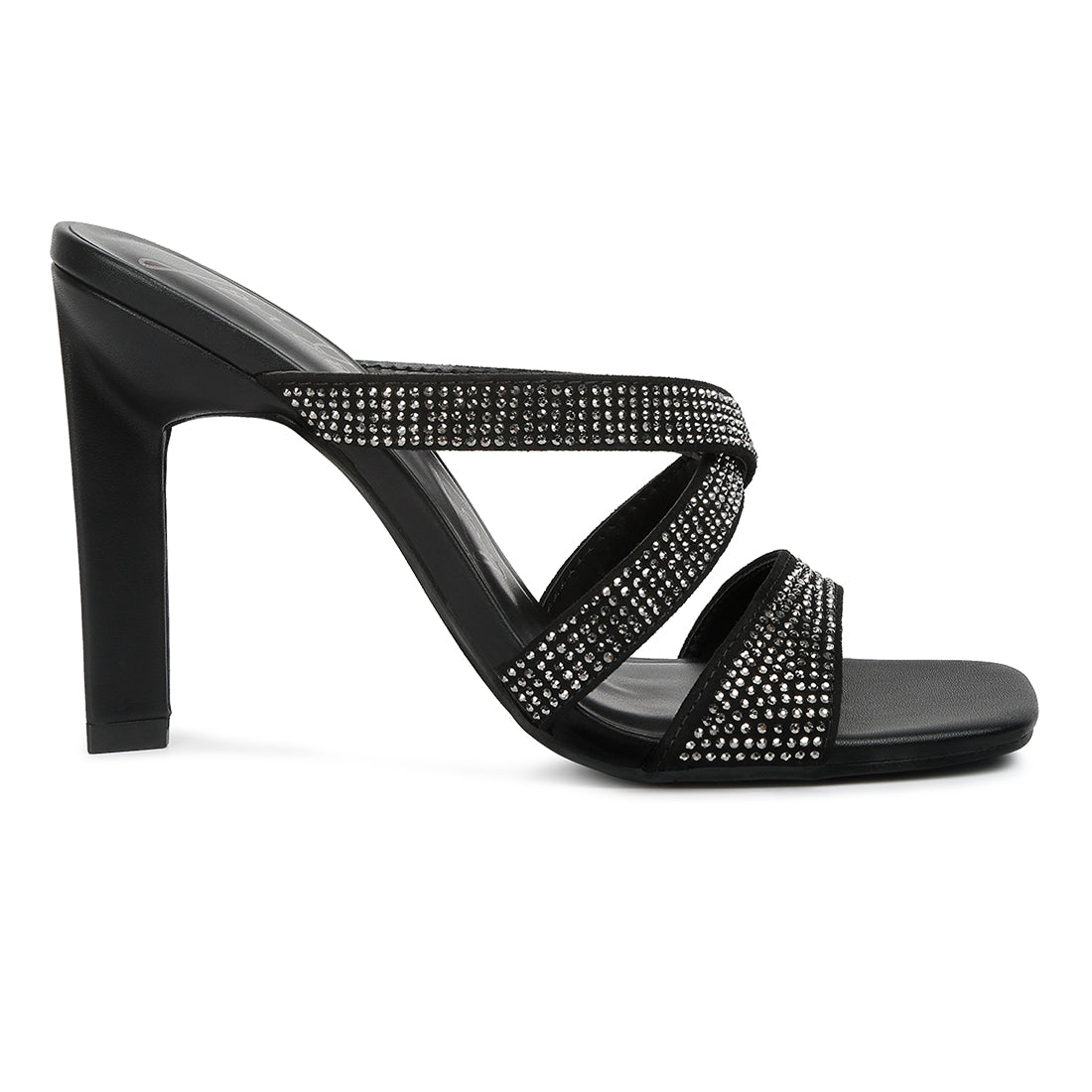 wapit rhinestone embellished straps sandals#color_black