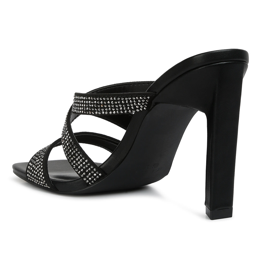 wapit rhinestone embellished straps sandals#color_black