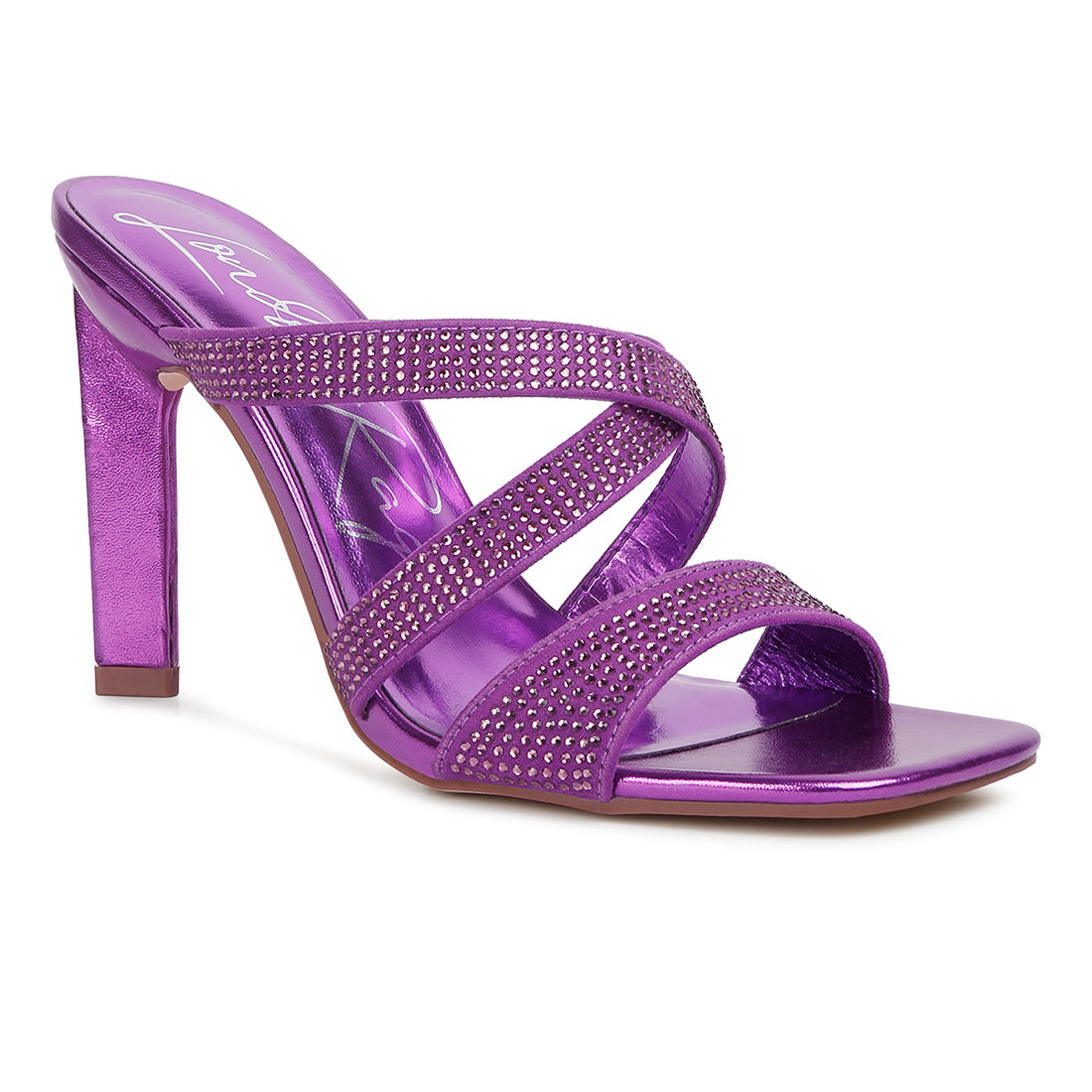 wapit rhinestone embellished straps sandals#color_purple