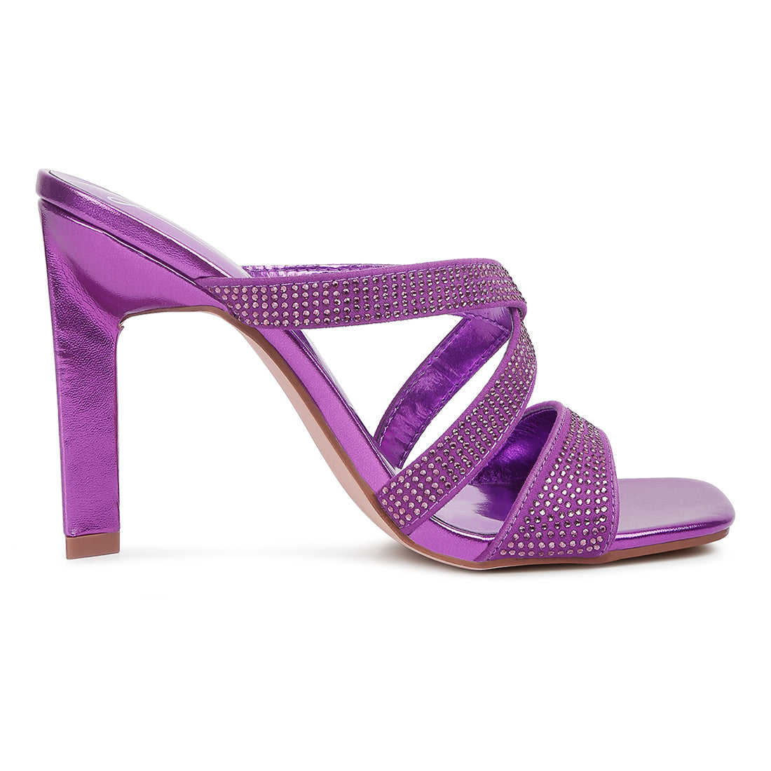 wapit rhinestone embellished straps sandals#color_purple