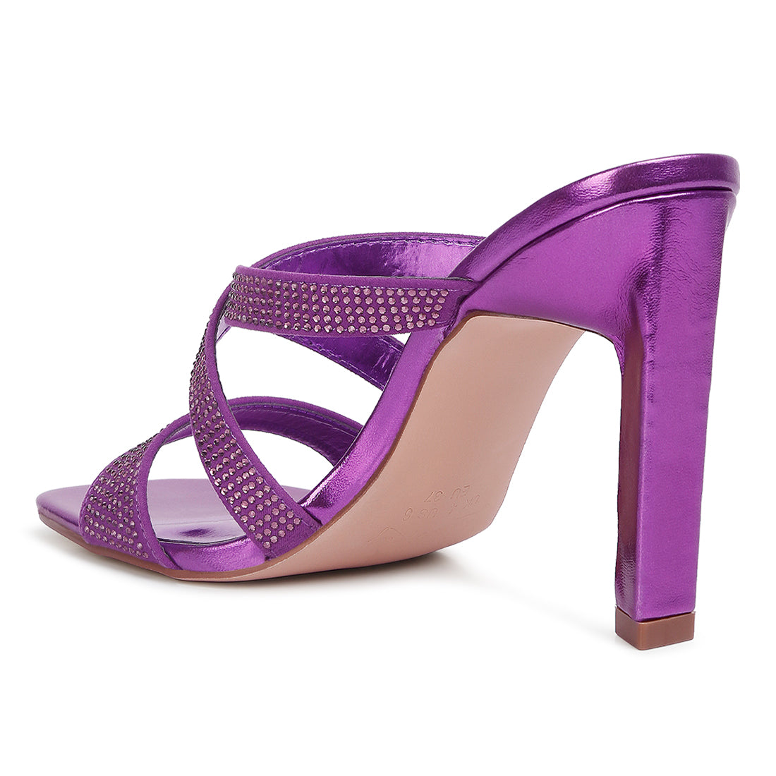 wapit rhinestone embellished straps sandals#color_purple