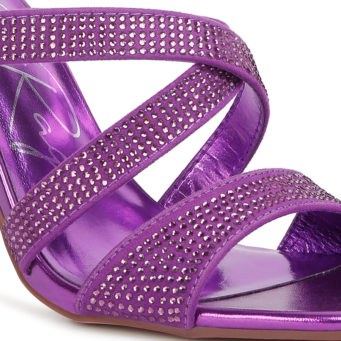 wapit rhinestone embellished straps sandals#color_purple