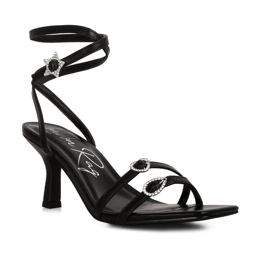 buckle high heel sandals#color_black