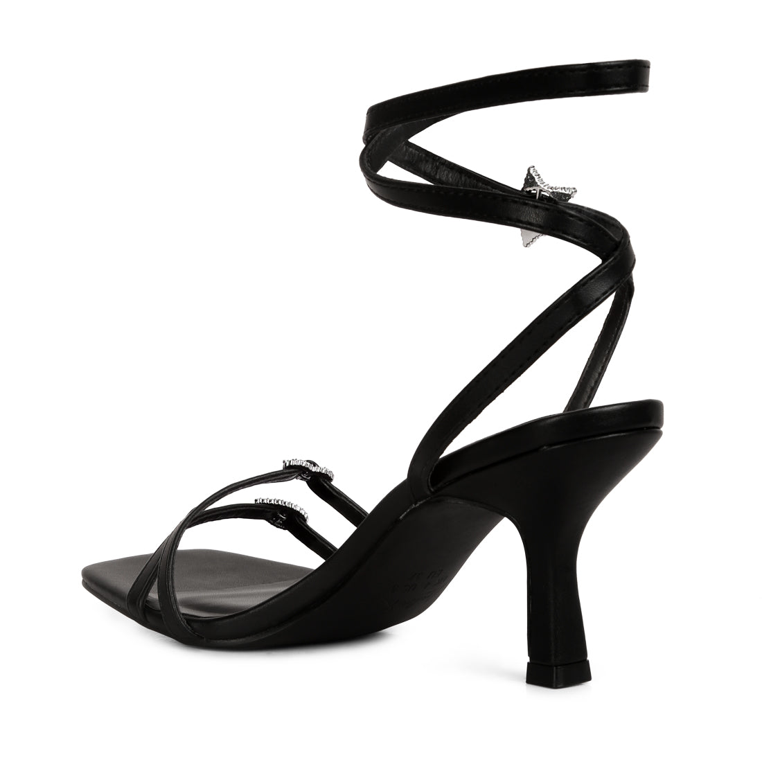 buckle high heel sandals#color_black