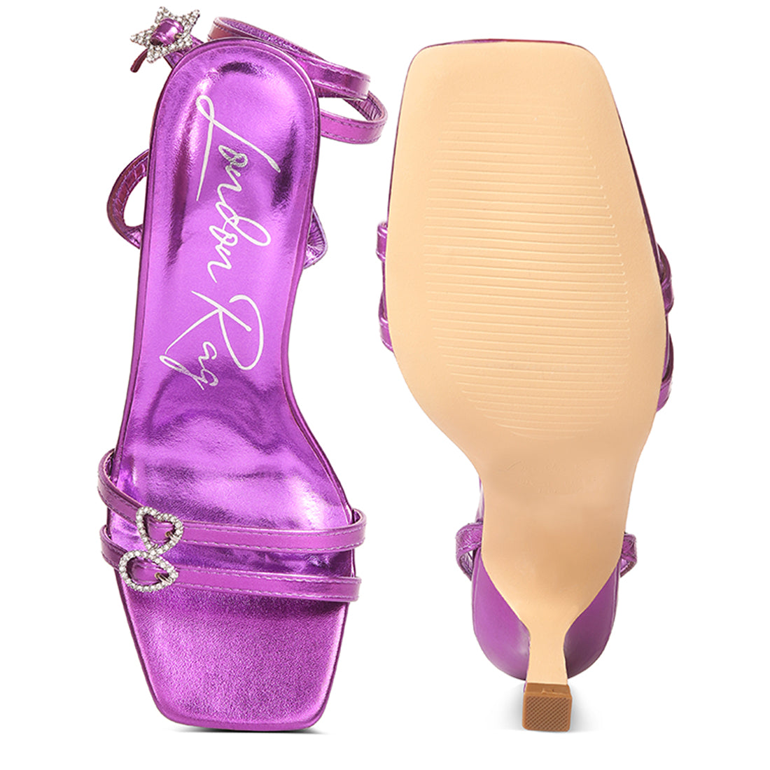 buckle high heel sandals#color_purple