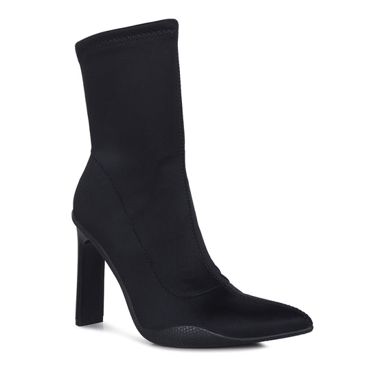 Black Tokens Pointed Heel Ankle Boots
