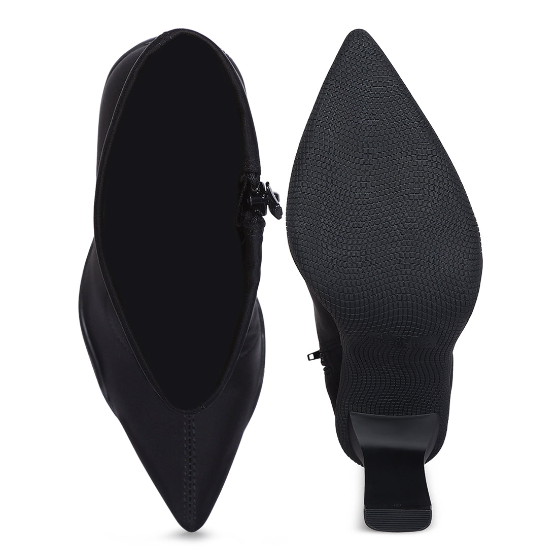 Black Tokens Pointed Heel Ankle Boots