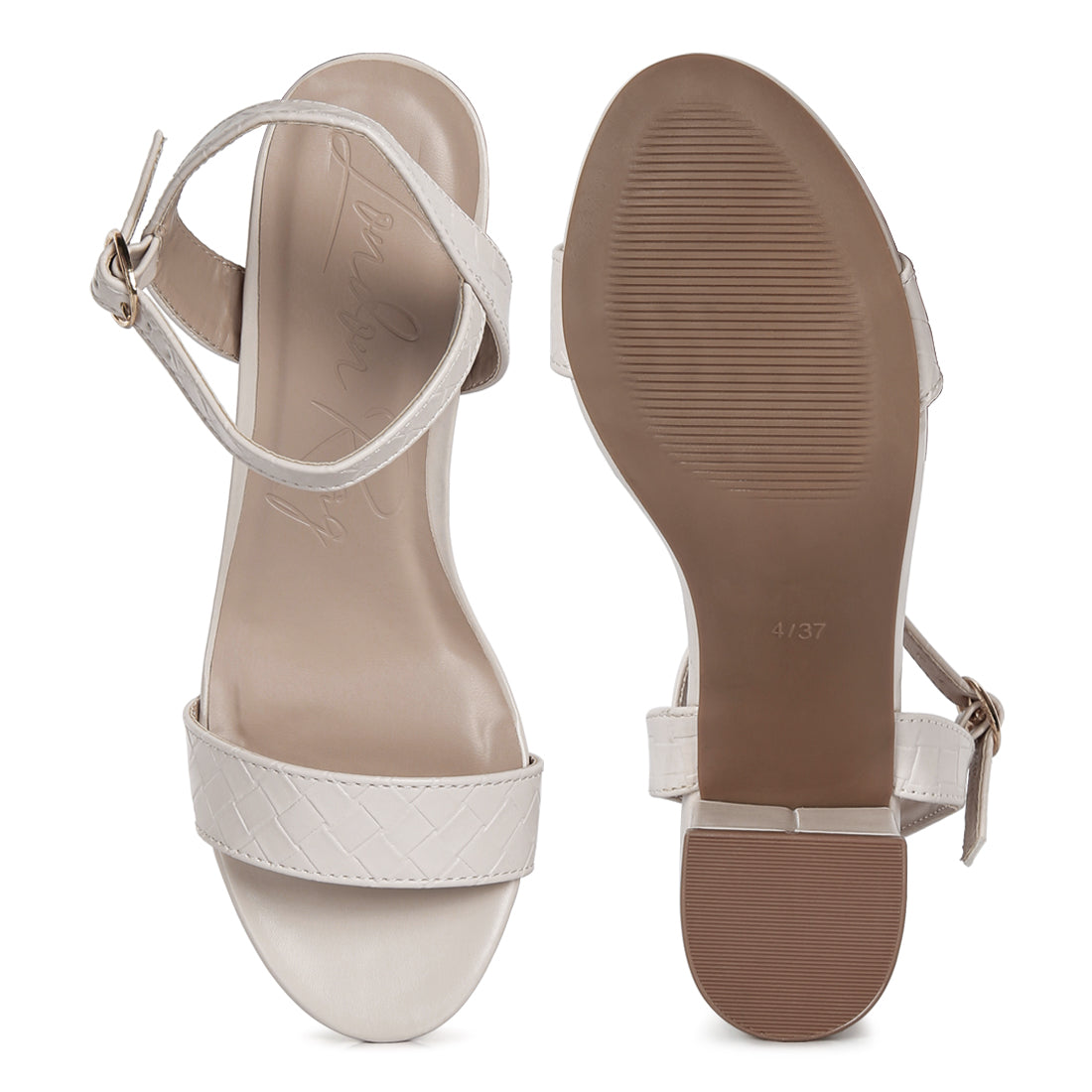 basic block heel sandals#color_cream