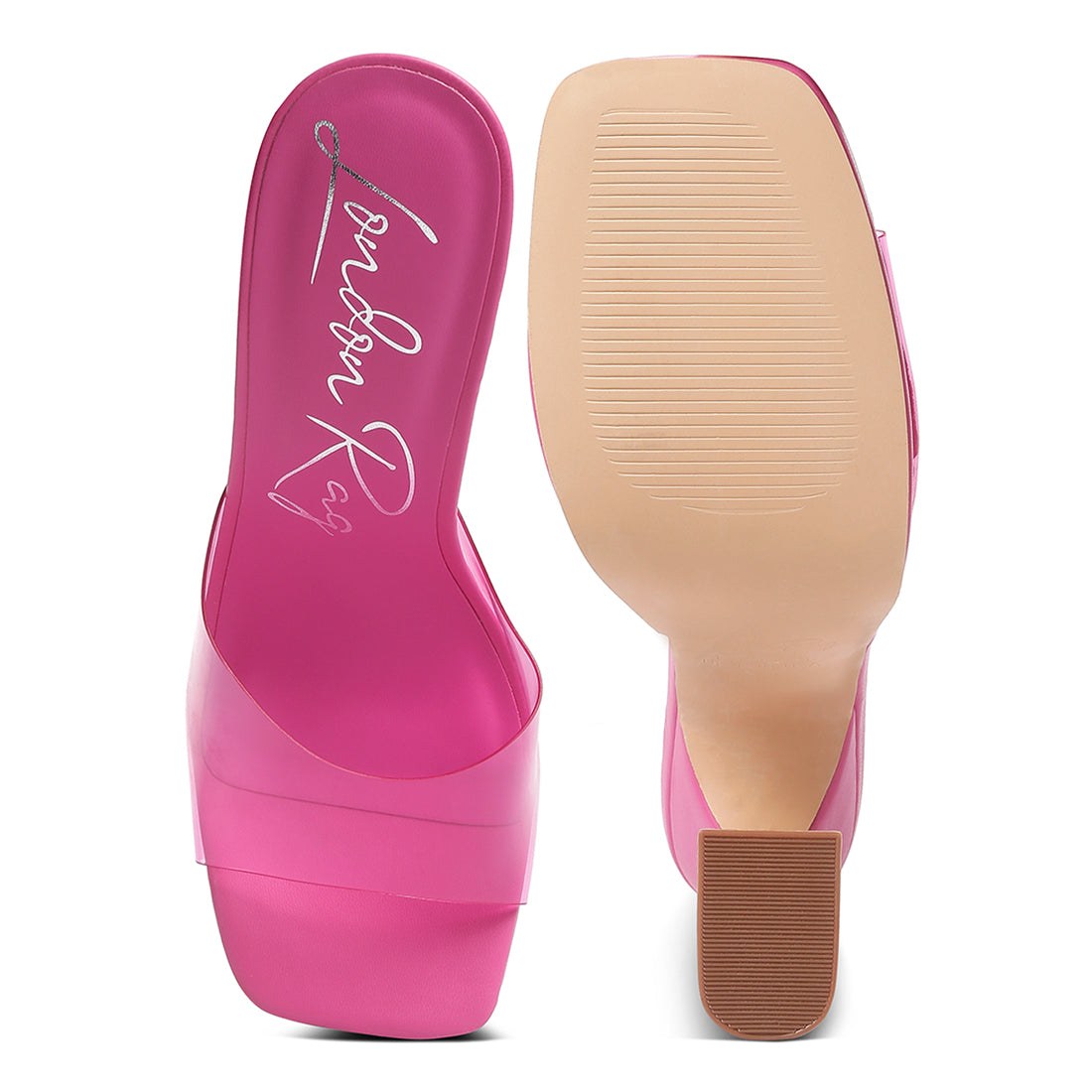 skyhigh clear strap block heel sandals#color_pink