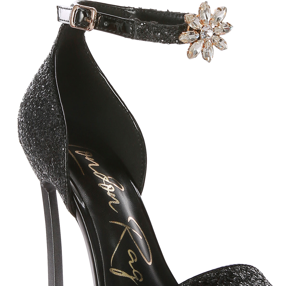 high heeled glitter sandals#color_black