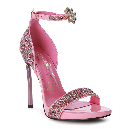 high heeled glitter sandals#color_pink