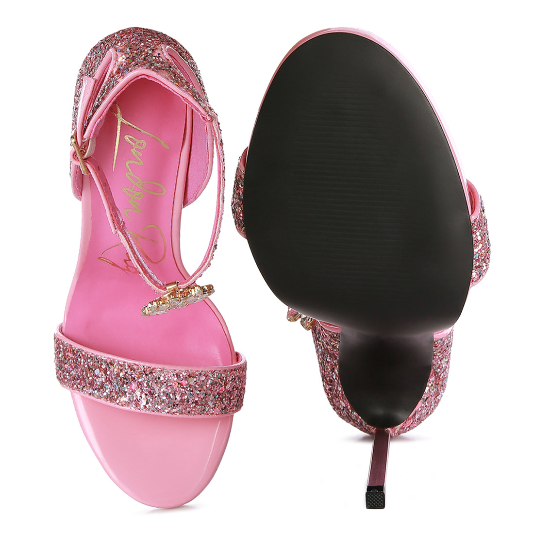 high heeled glitter sandals#color_pink