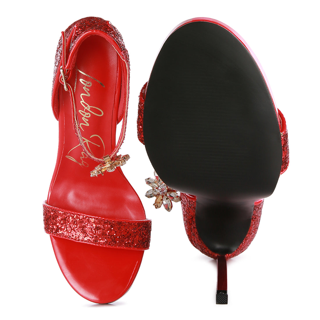 high heeled glitter sandals#color_red