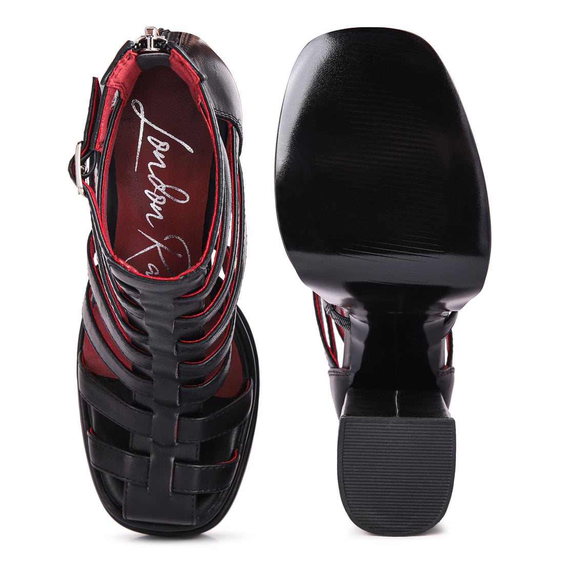 rielle high platform cage bootie sandal#color_black