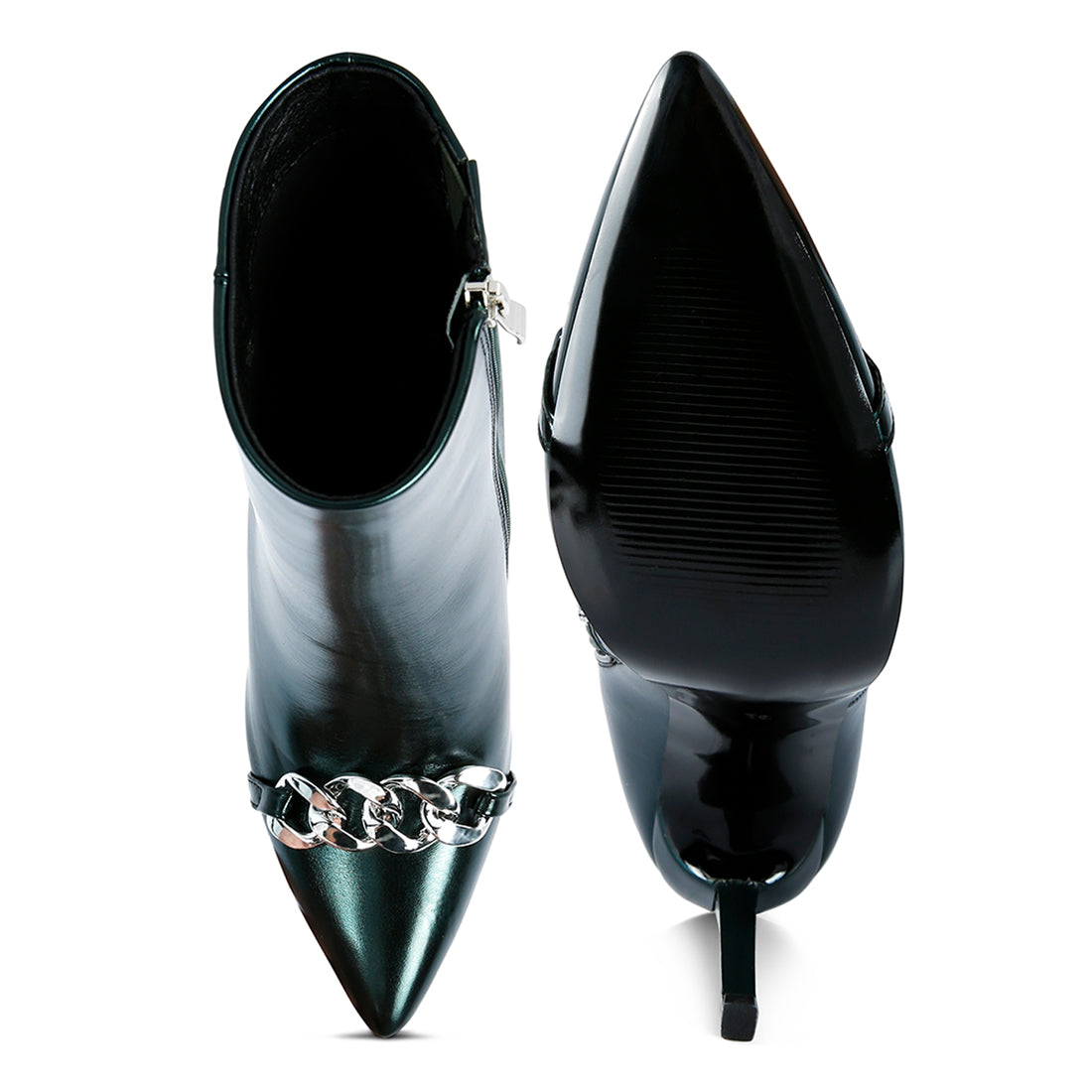 metallic ankle boots#color_green