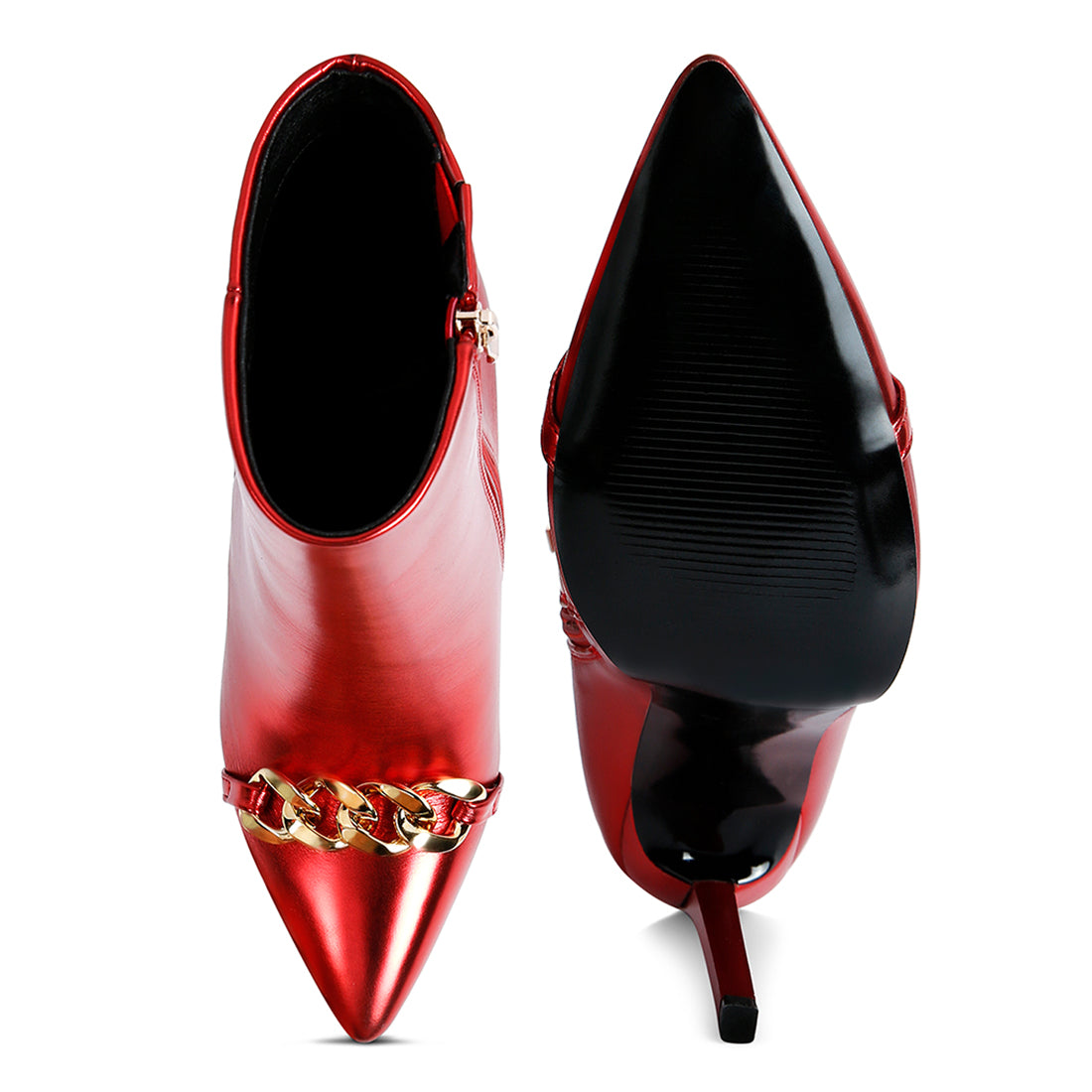 metallic ankle boots#color_red
