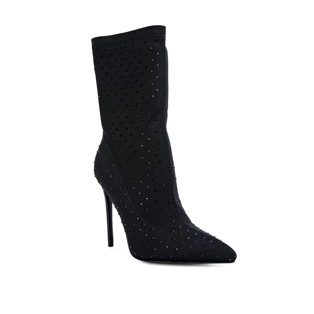 knitted ankle boot#color_black