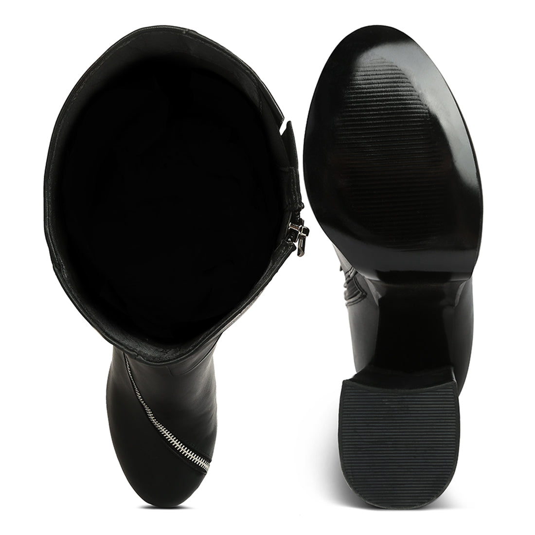 tzar high heeled platform calf boots#color_black