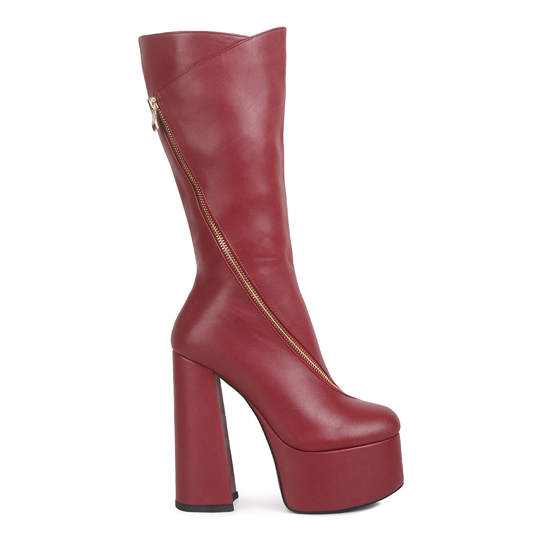 tzar high heeled platform calf boots#color_burgundy