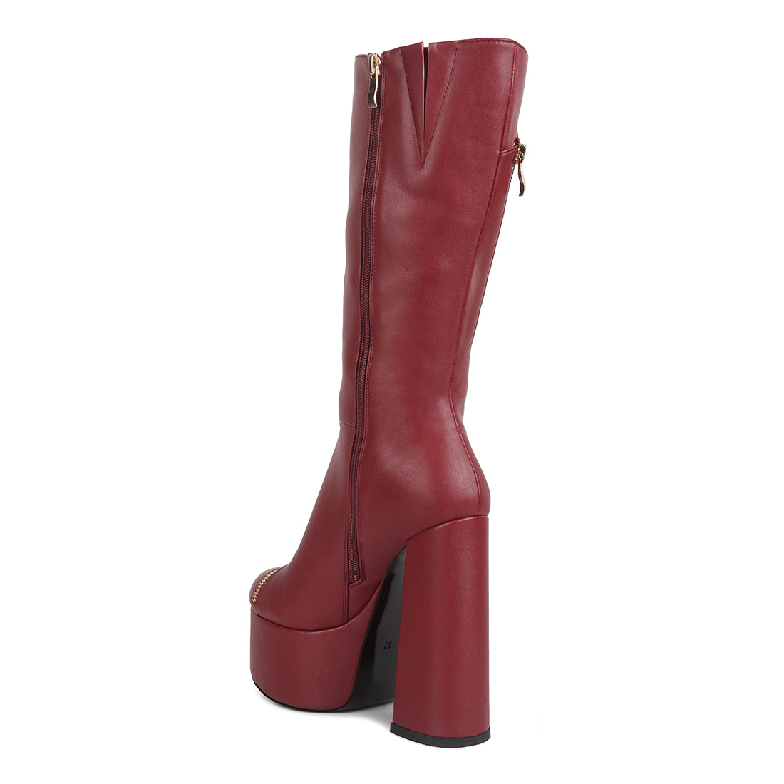 tzar high heeled platform calf boots#color_burgundy