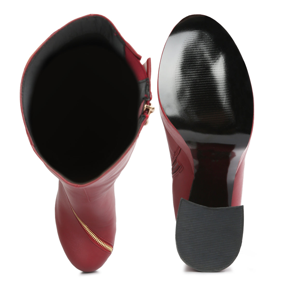 tzar high heeled platform calf boots#color_burgundy