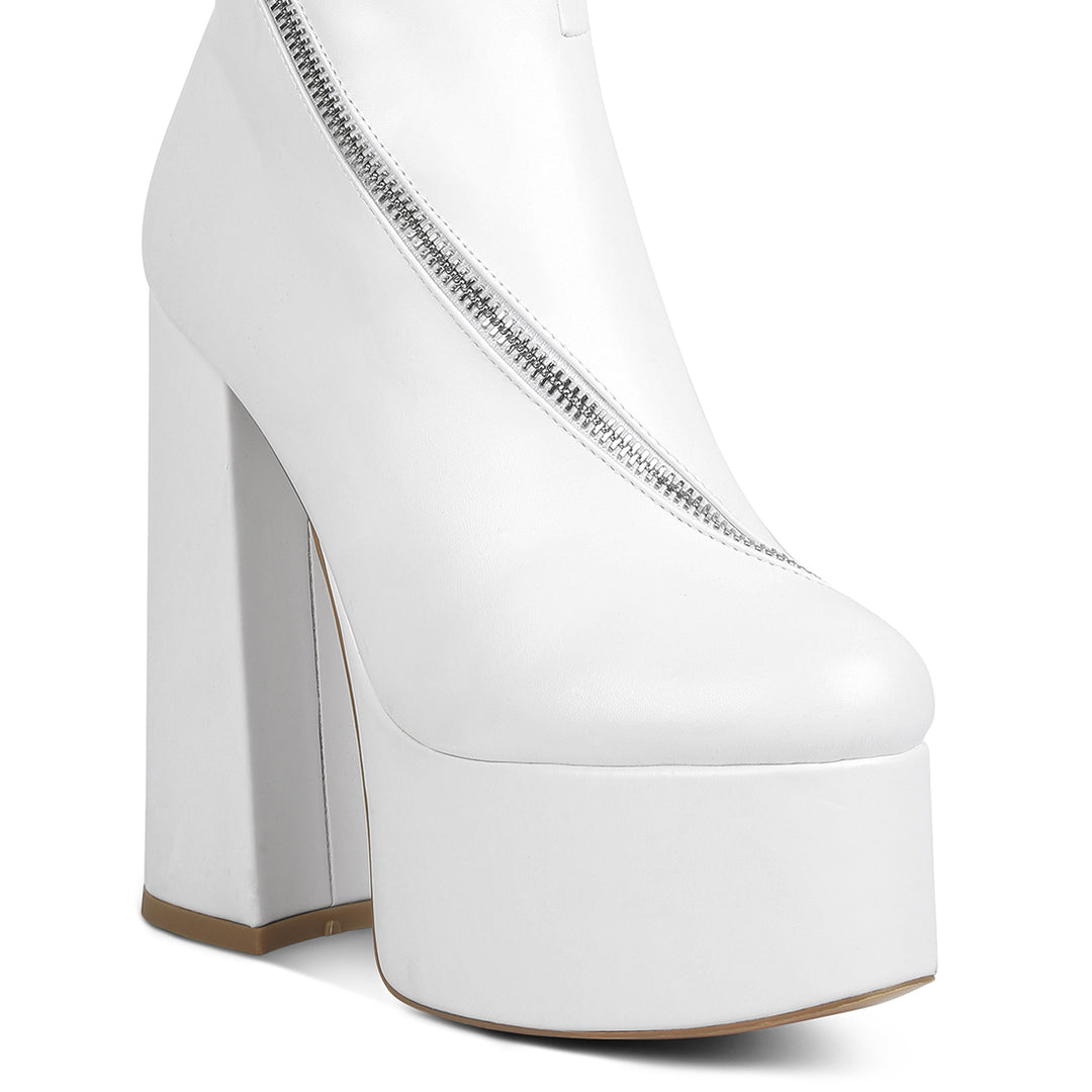 tzar high heeled platform calf boots#color_white