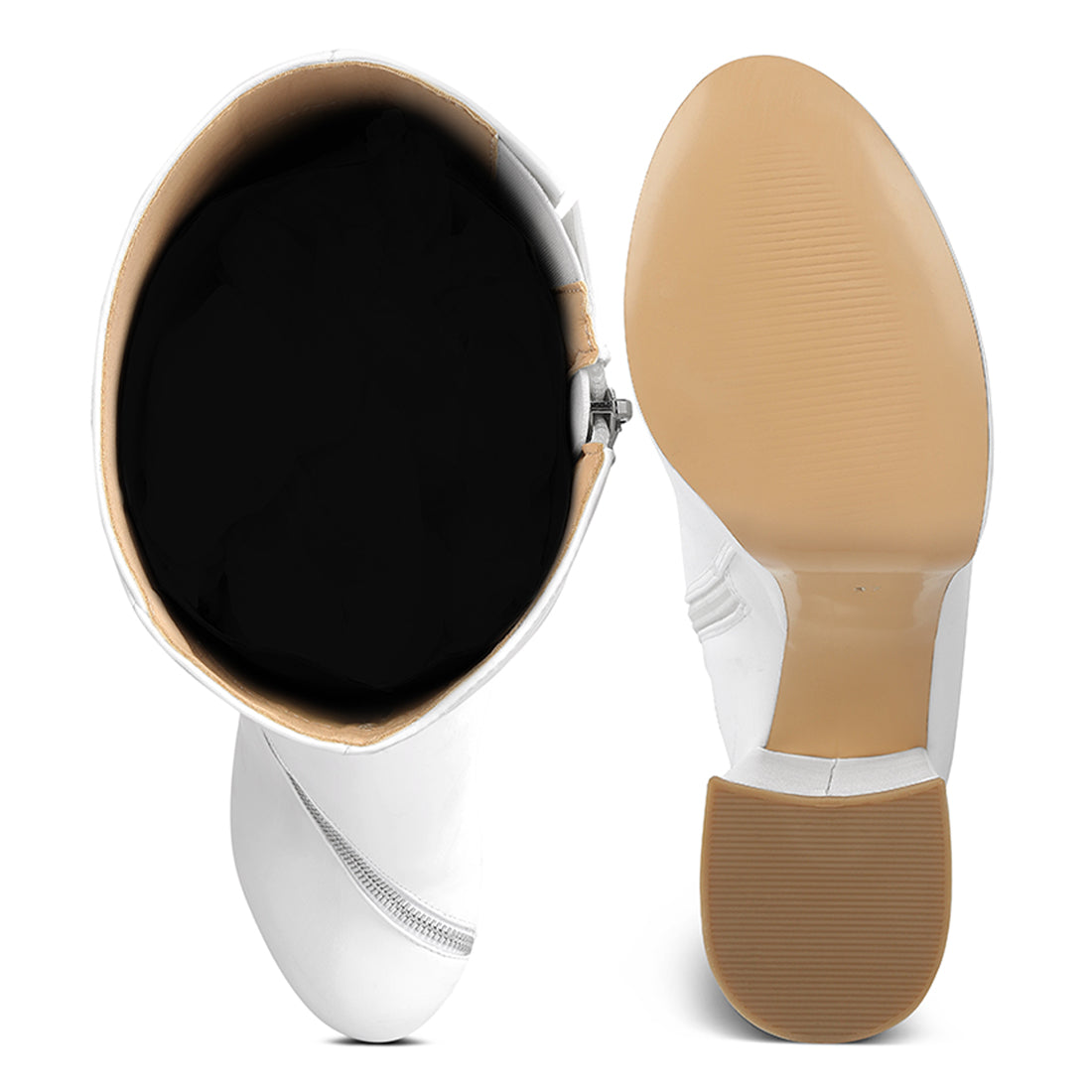 tzar high heeled platform calf boots#color_white