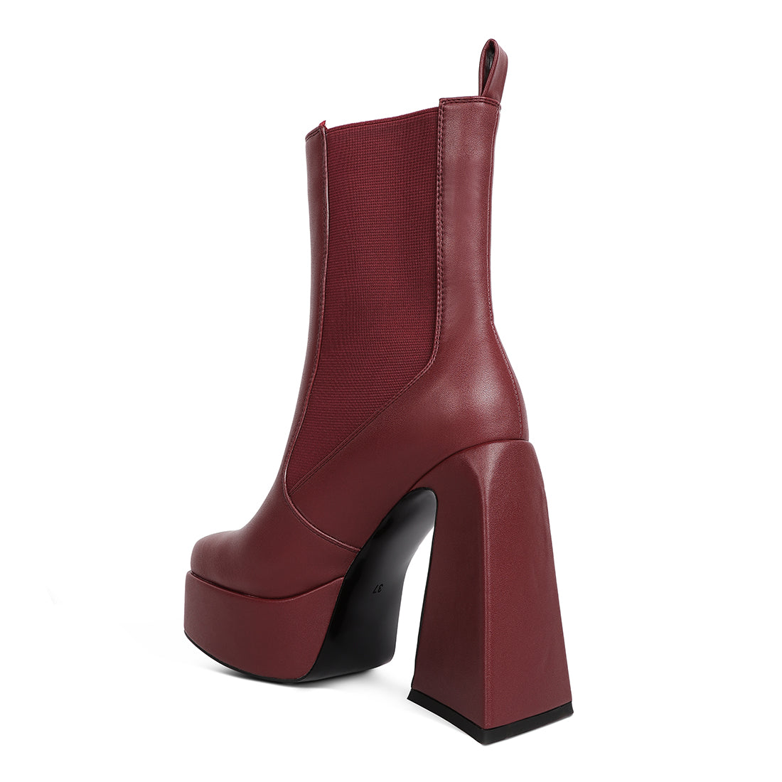 High Platform Block Heeled Chelsea Boot#color_burgundy