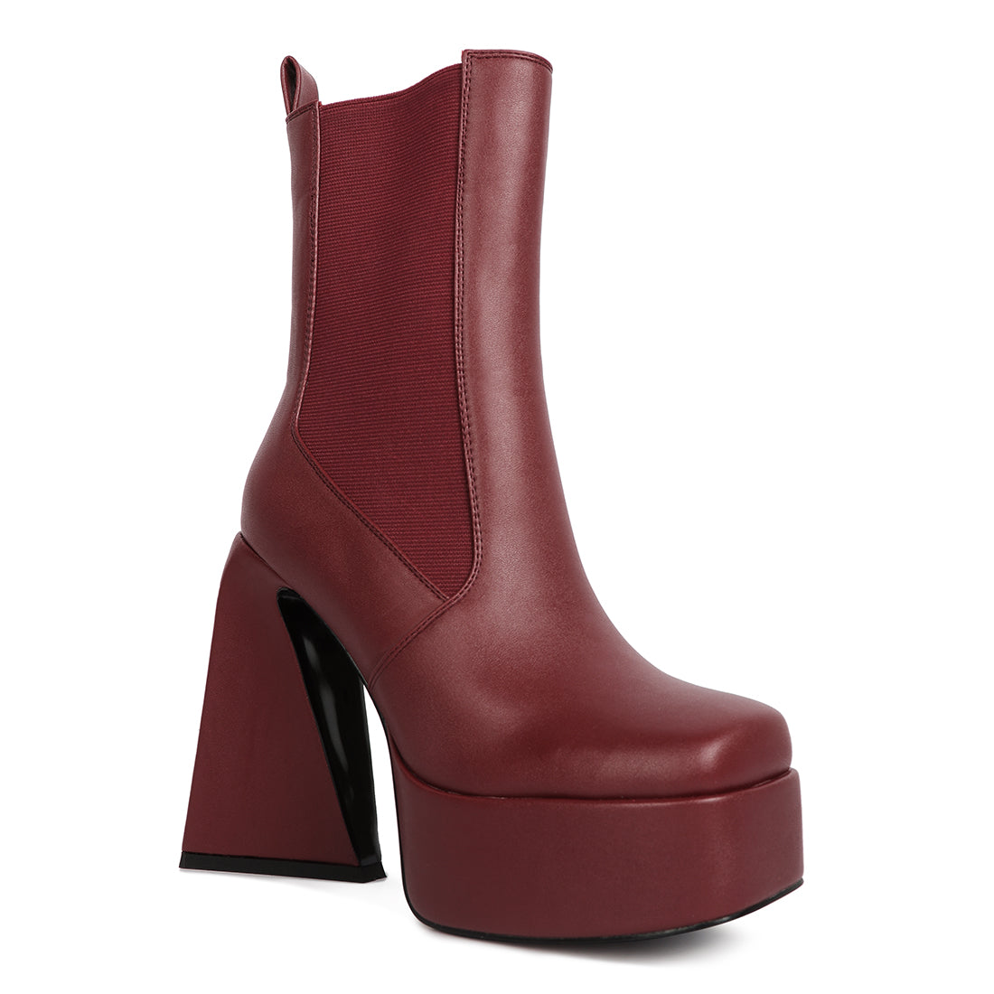 High Platform Block Heeled Chelsea Boot#color_burgundy