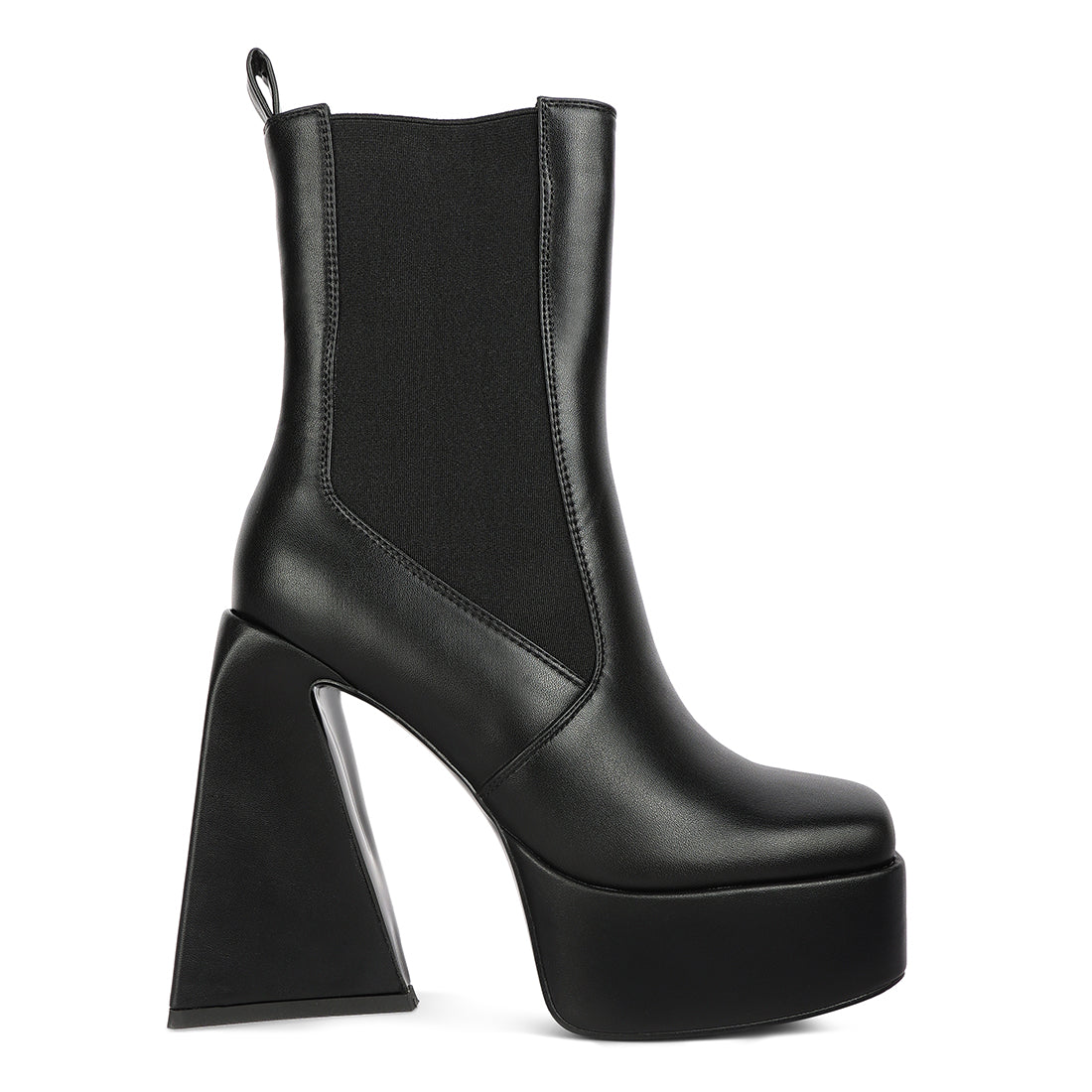 High Platform Block Heeled Chelsea Boot#color_black