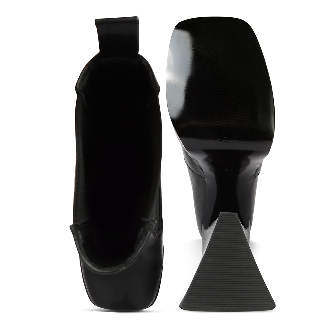 High Platform Block Heeled Chelsea Boot#color_black