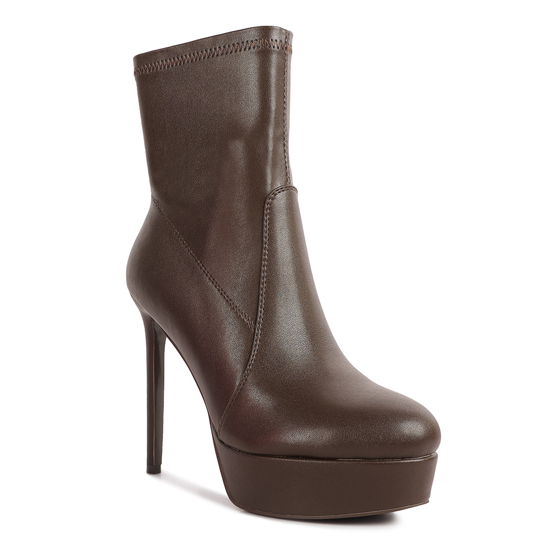 rossetti stretch pu high heeled ankle boot#color_brown