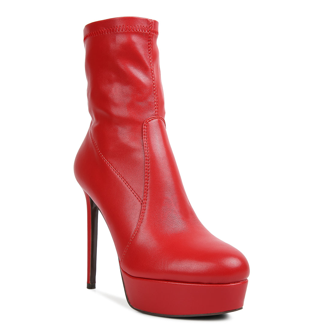 rossetti stretch pu high heeled ankle boot#color_red