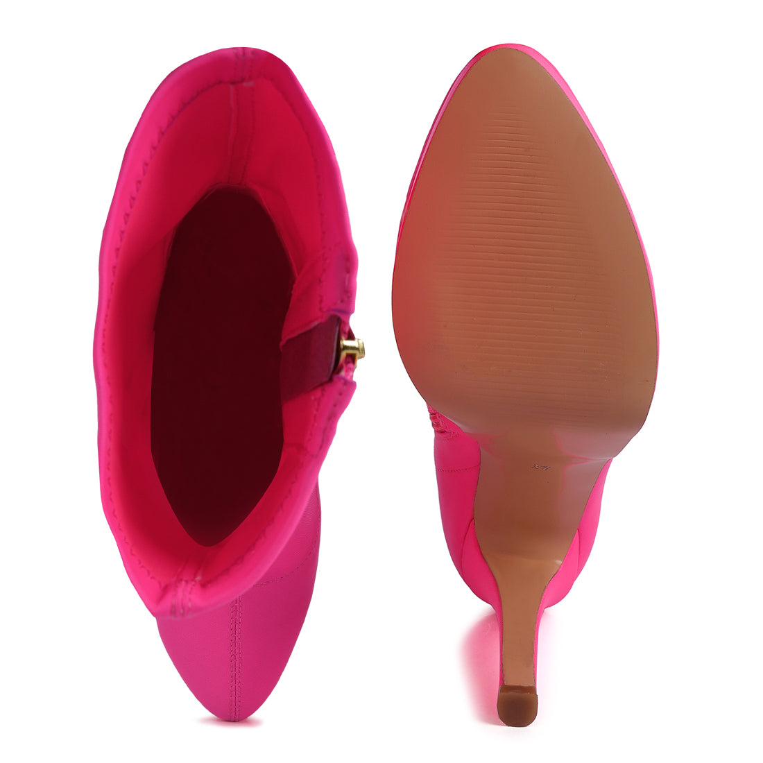 high heeled lycra ankle boot#color_fuchsia