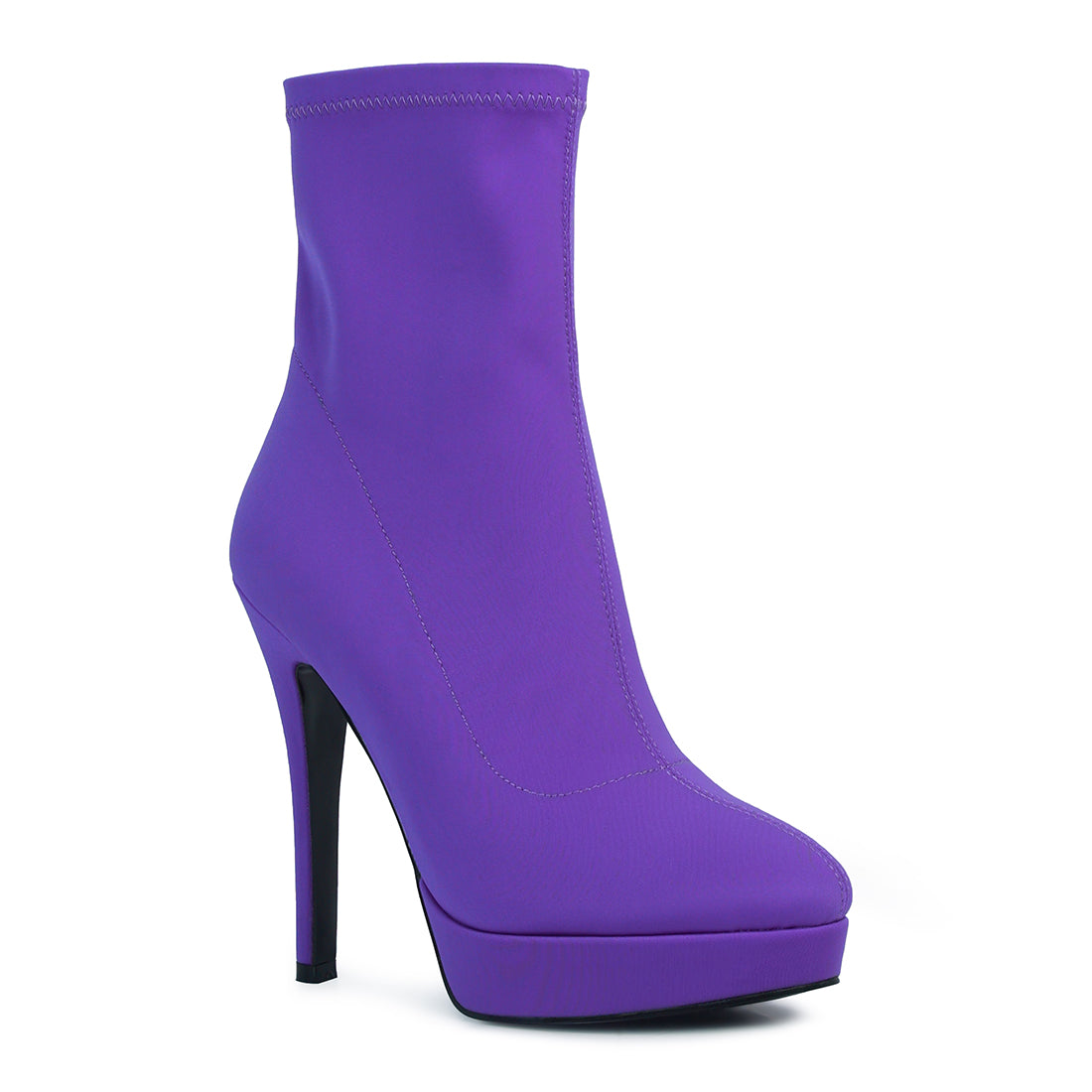 high heeled lycra ankle boot#color_purple