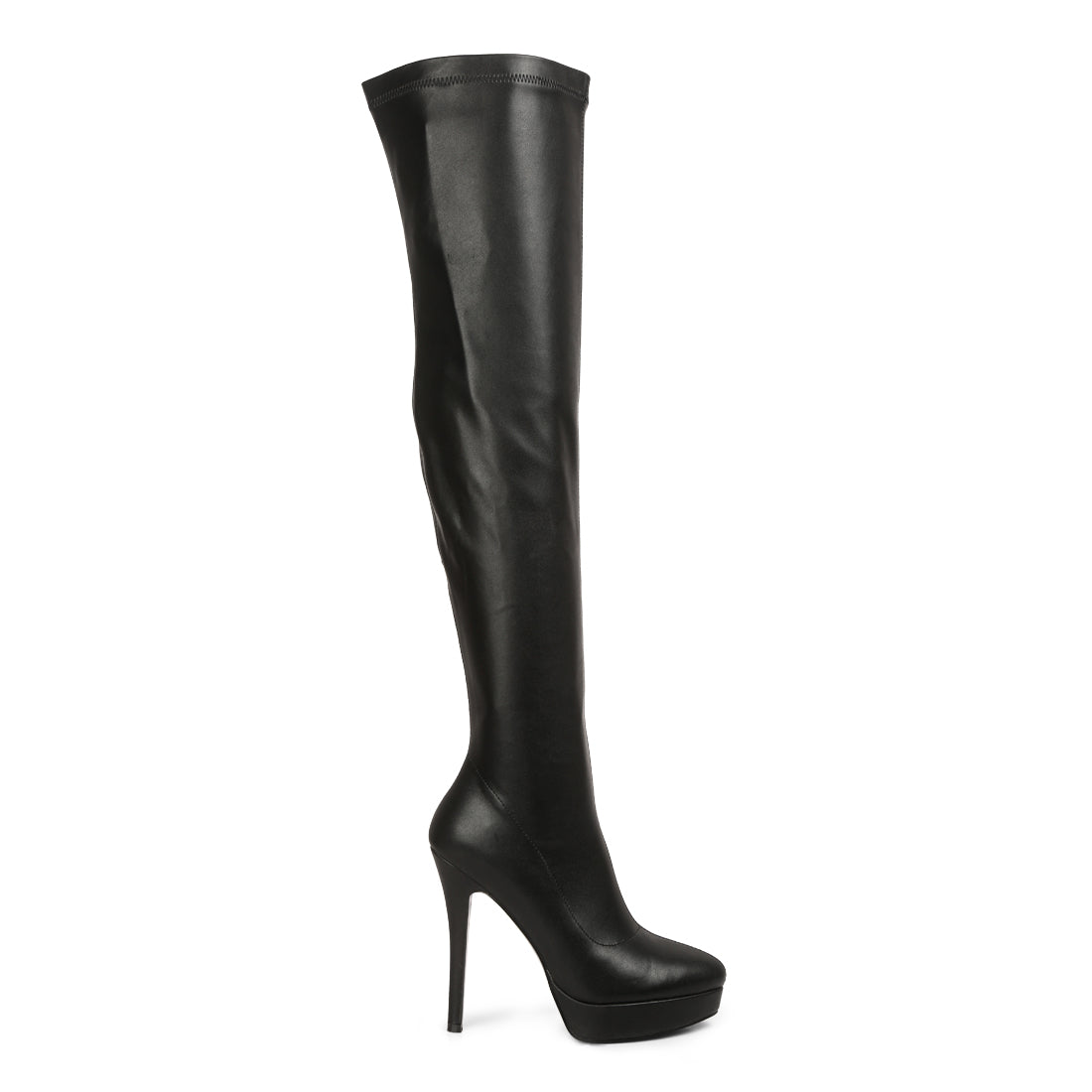 stretch high heeled long boots#color_black