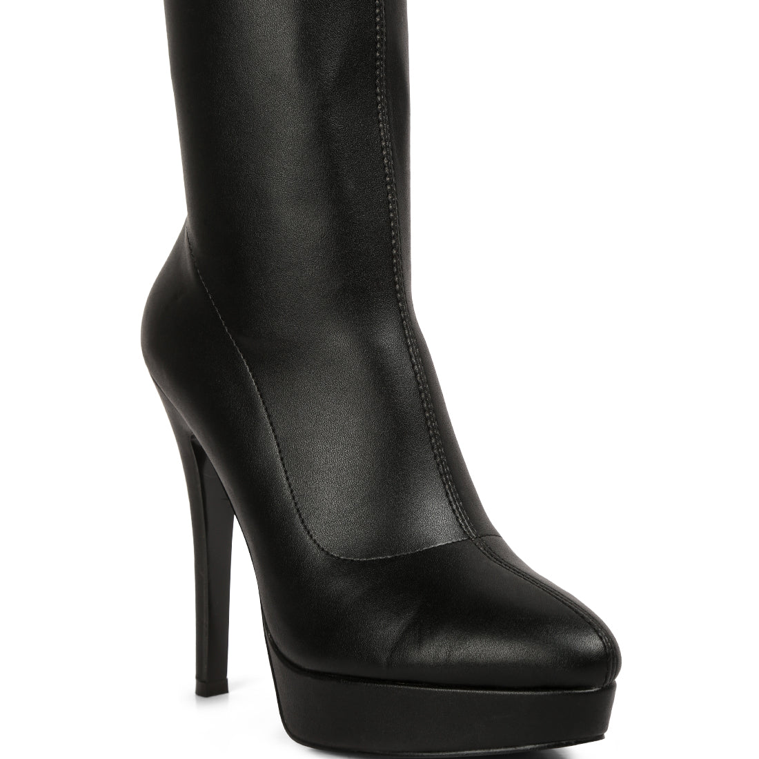 stretch high heeled long boots#color_black