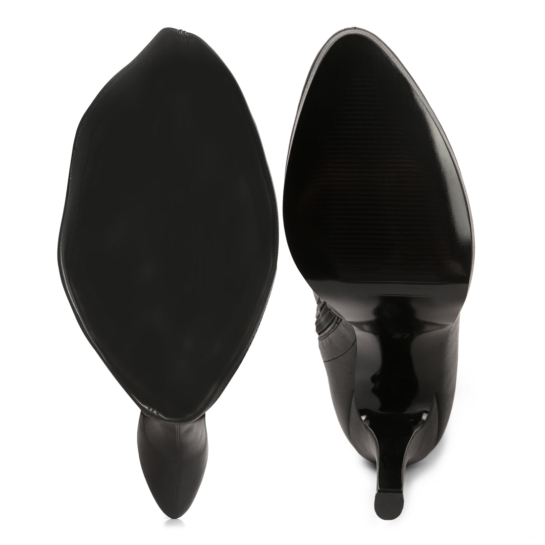 stretch high heeled long boots#color_black