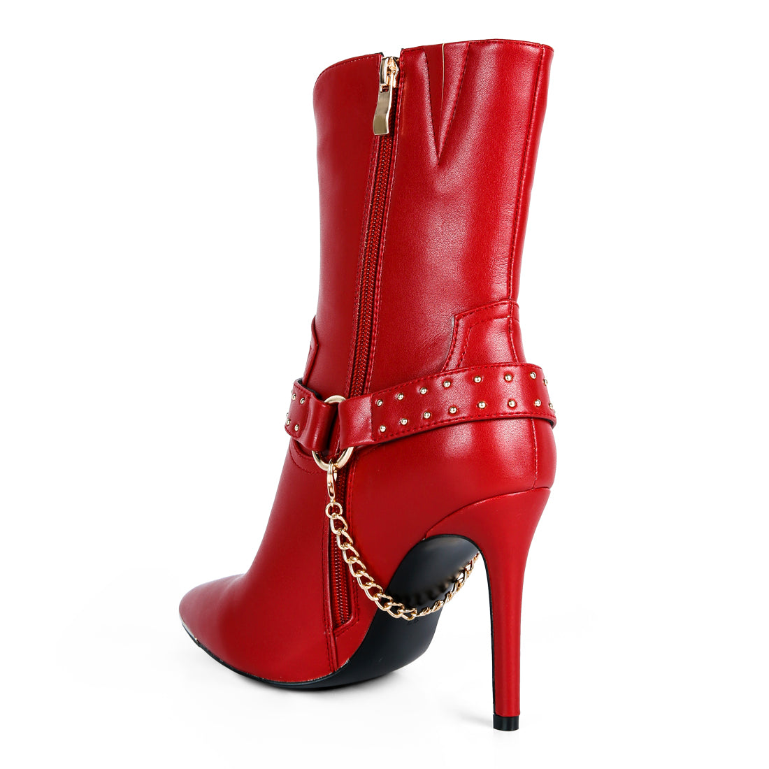 high heeled cult ankle boot#color_red