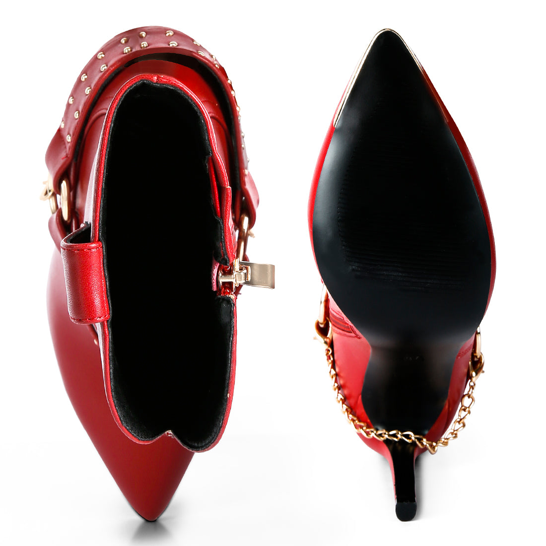 high heeled cult ankle boot#color_red