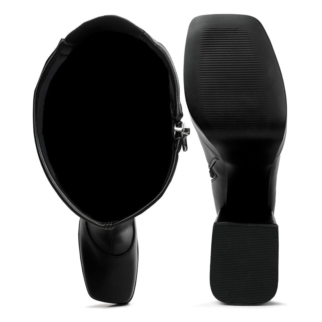 fanning high platform block heeled long boots#color_black