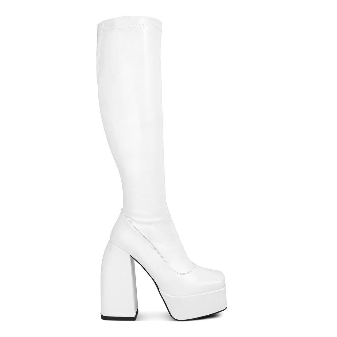 fanning high platform block heeled long boots#color_white