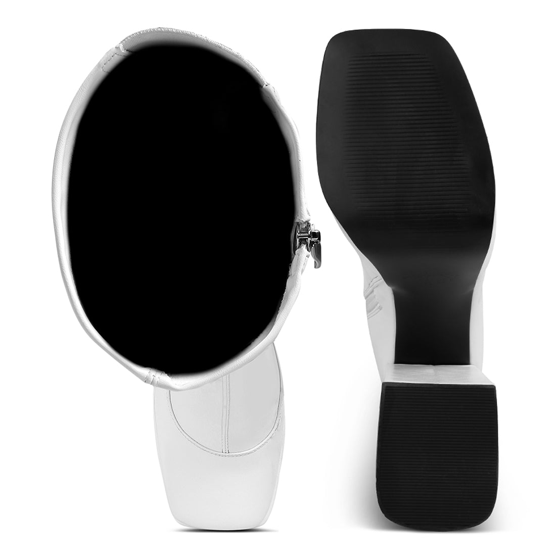 fanning high platform block heeled long boots#color_white