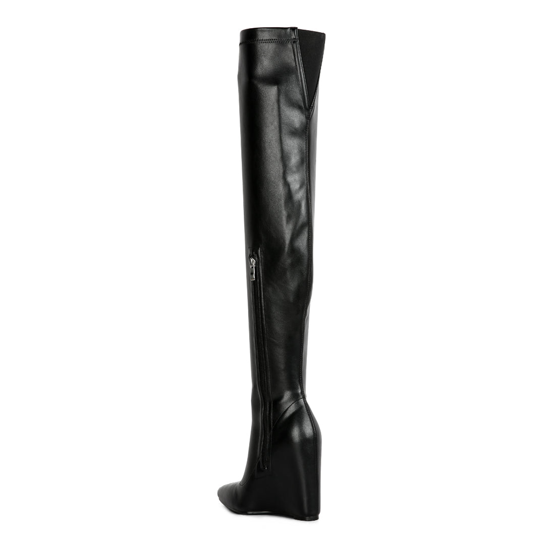 leggy lass long knee platform chunky boots#color_black