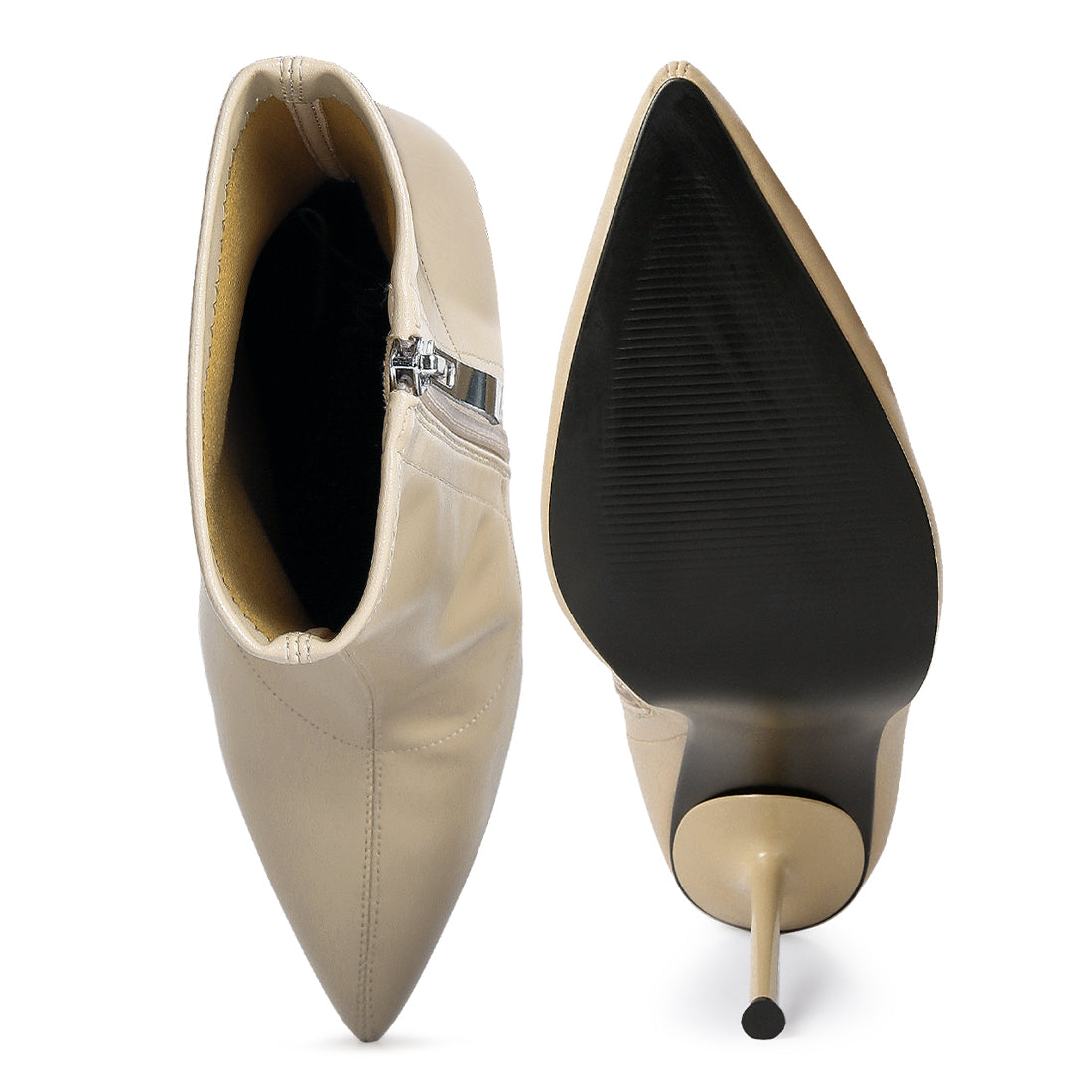 yolo high pointed heeled ankle boot#color_beige