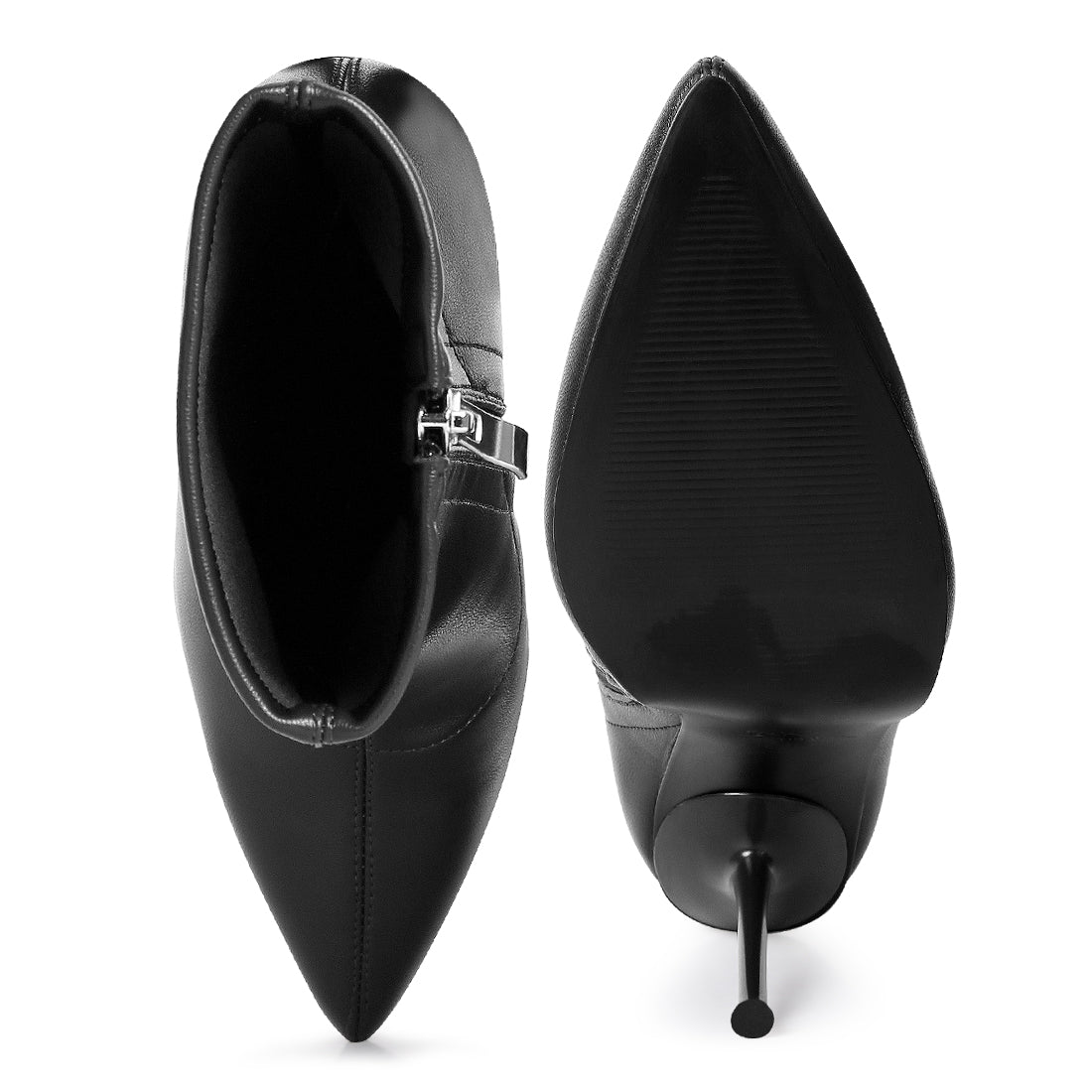 yolo high pointed heeled ankle boot#color_black