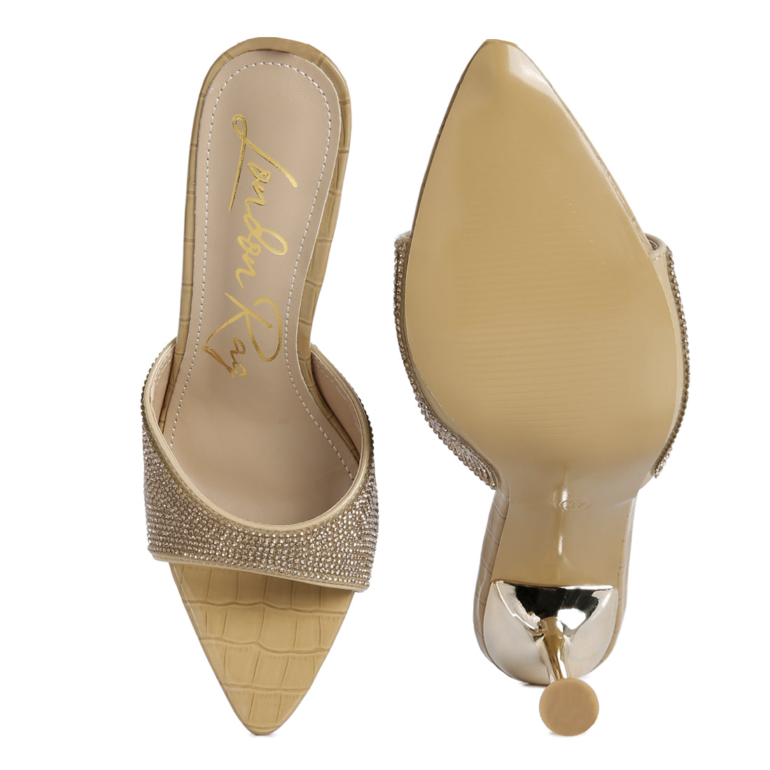 diamante ballroom stiletto sandals#color_gold