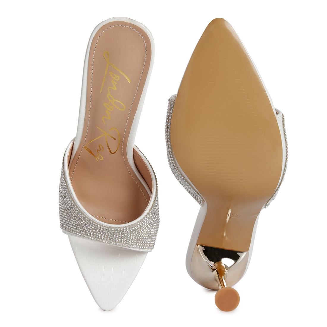 diamante ballroom stiletto sandals#color_white
