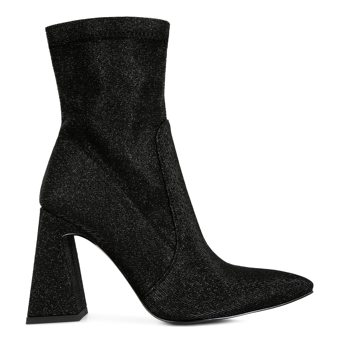 hustlers shimmer block heeled ankle boots#color_black